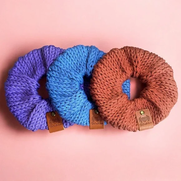 Handcrafted Cotton Knit Scrunchies Summer Sunset Bundle - Picture 1 of 5